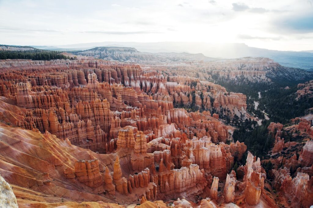 Hiker standing at scenic overlook in a US national park
